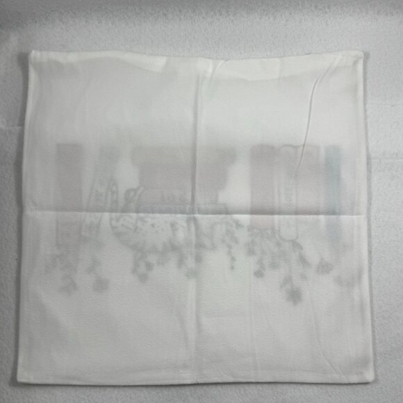 Cat Napping On Books - Throw Pillow Cover 18"x18" White w/ Floral Design - Picture 2 of 4